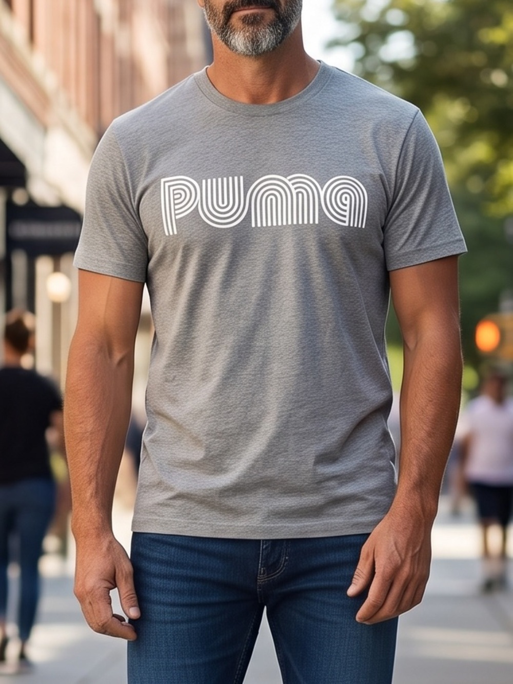 PUMA Men’s Print Graphic Tee in Gray, Medium